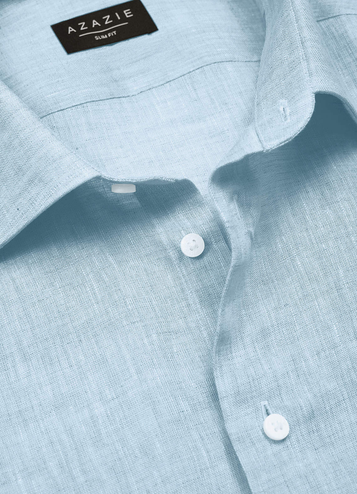 front Elliot Sky Blue 100% Linen Dress Shirt