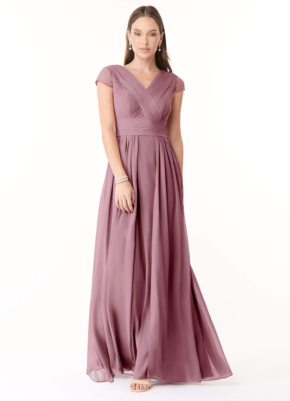 Azazie Organa Bridesmaid Dresses Vintage Mauve A-Line Pleated Chiffon Dress image1