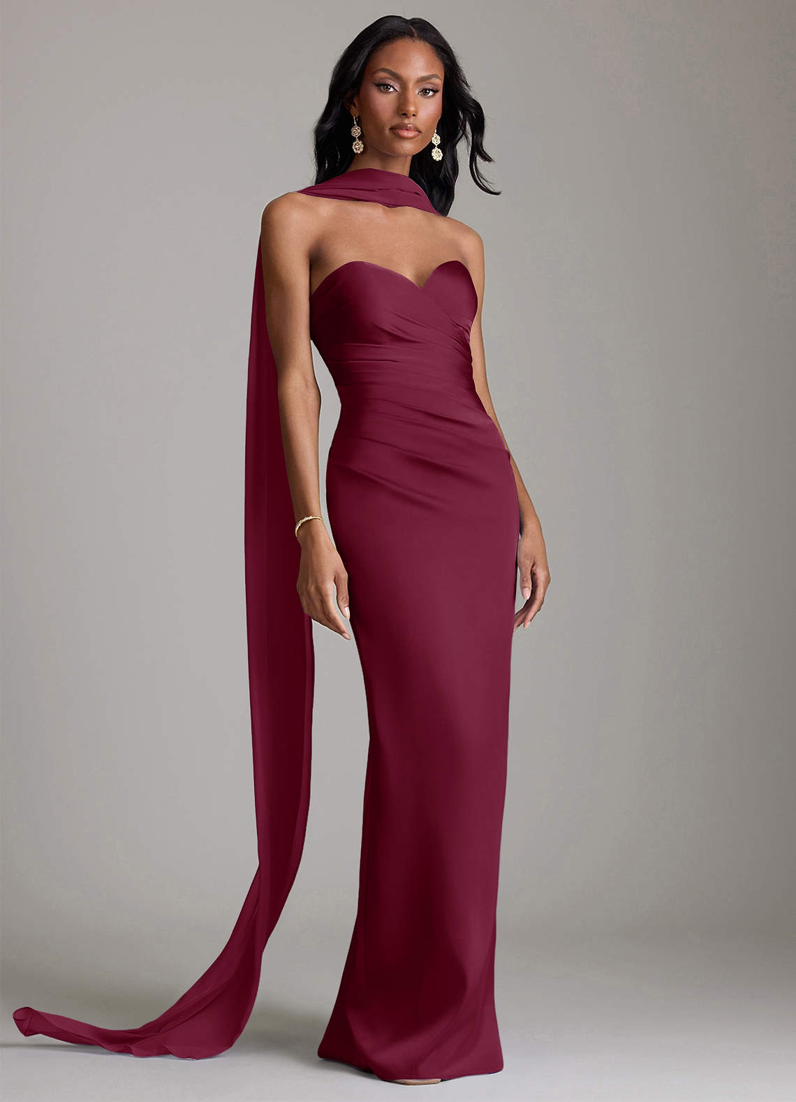 marsala bridesmaid dresses Hailey Lace Trim Maxi Dress in Marsala