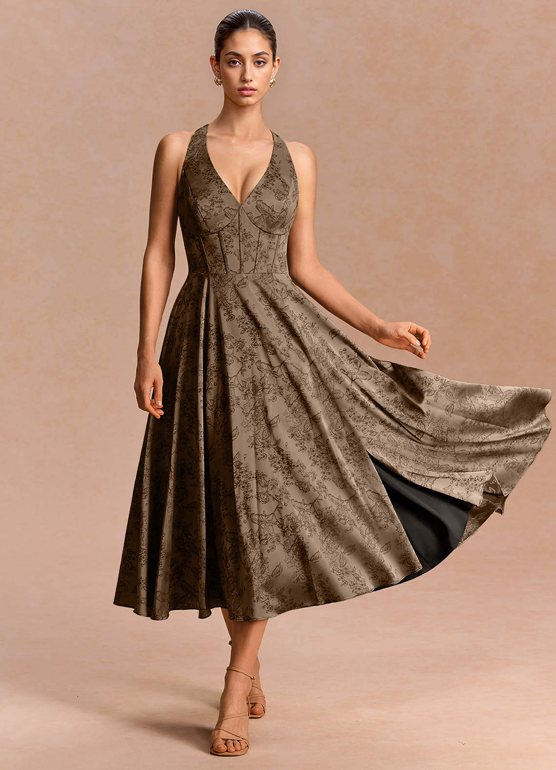 Sonia Coffee Brown Midi Dress
