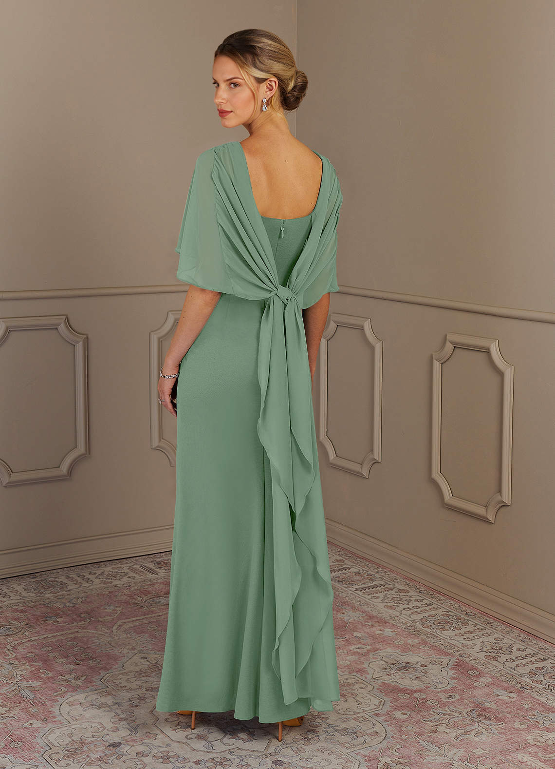 Azazie Dion Mother of the Bride Dresses Matcha Sheath Scoop Stretch Crepe Dress image4