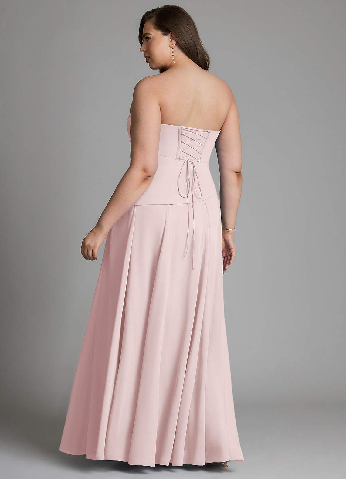 Azazie Gabriela Bridesmaid Dresses Blushing Pink A-Line Corset Chiffon Dress image19