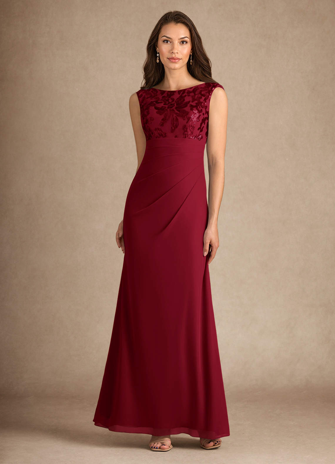 Azazie Henderson Kleider für die Brautmutter A-Linie Pailletten Kleid Burgunderrot image1