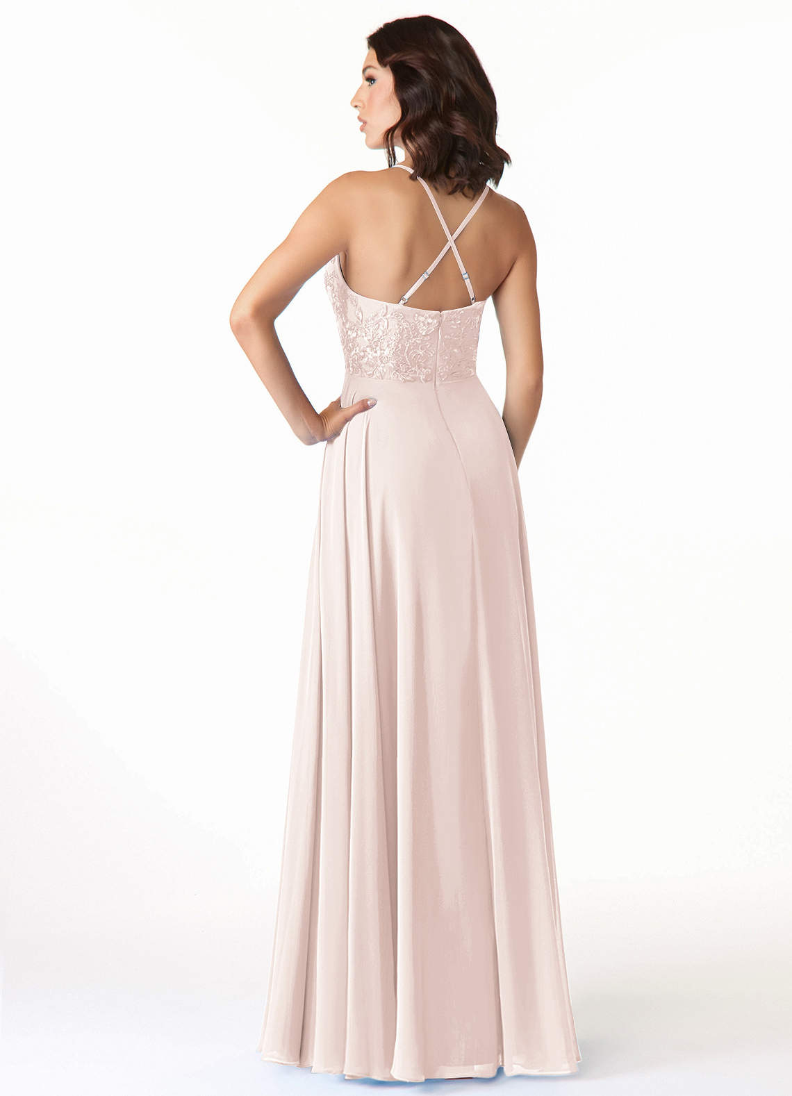 Azazie Sonya Bridesmaid Dresses A-Line V-Neck Lace Lace Floor-Length Dress image1
