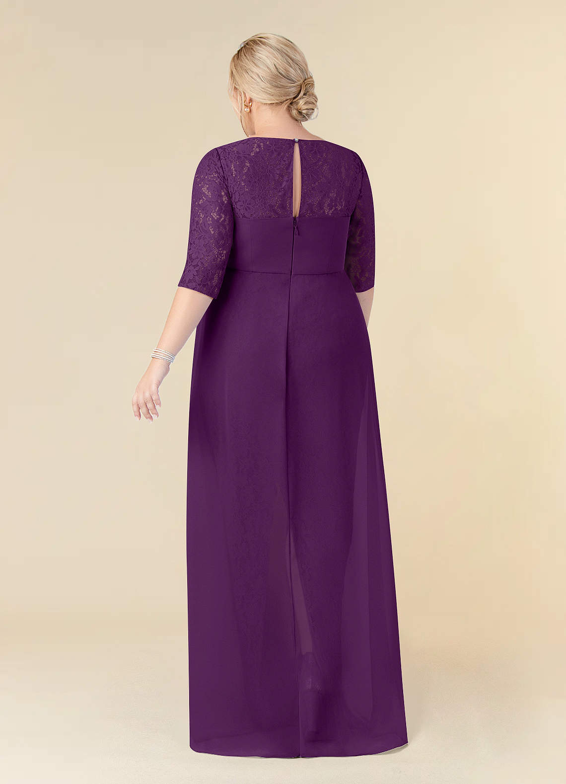Cicinia Grape Mother Of The Groom Dress Long Chiffon Appliques Lace A-line Cape Sleeves Elegant