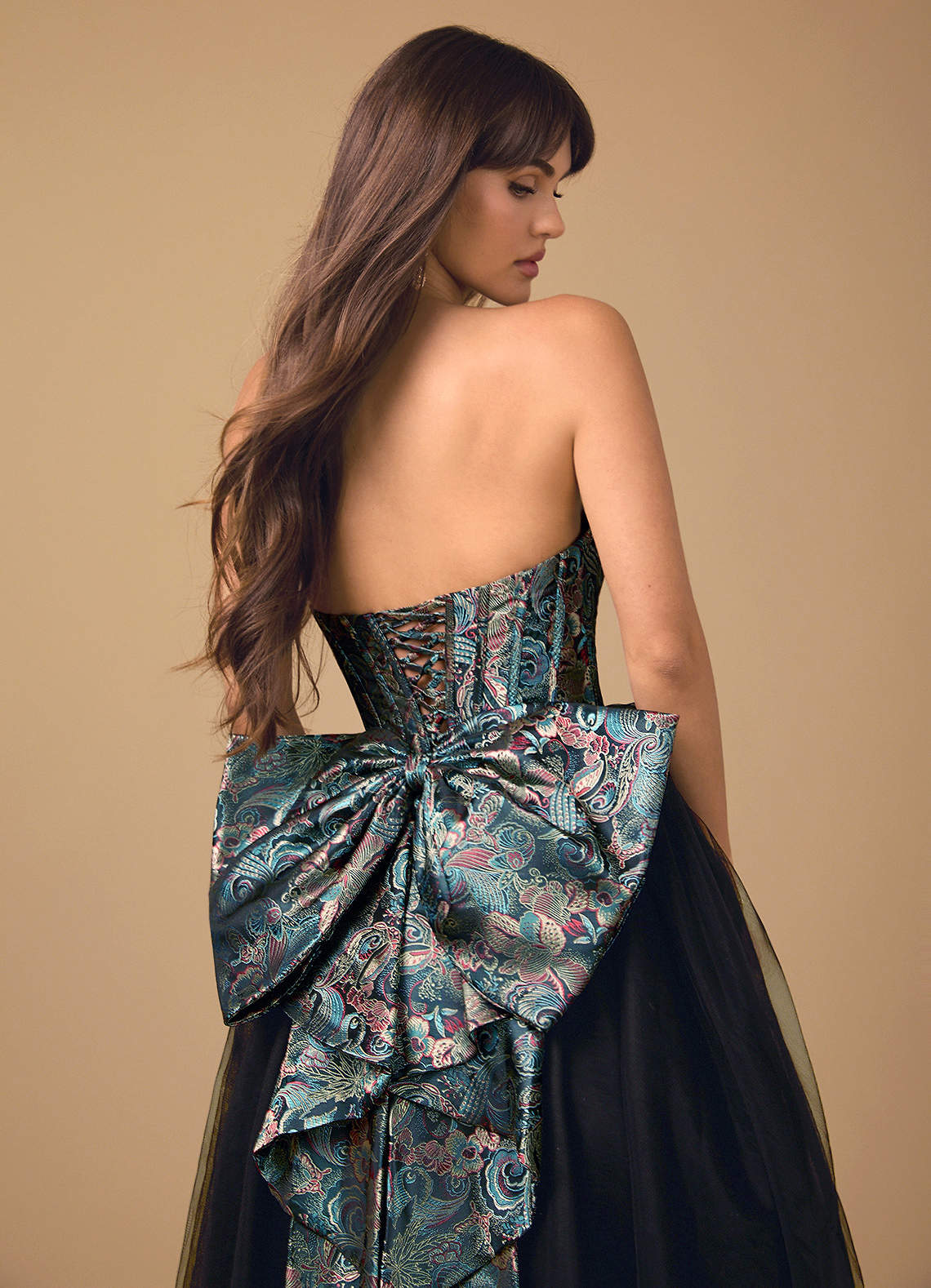 Nadine Twilight Paisley Midi Dress | Azazie