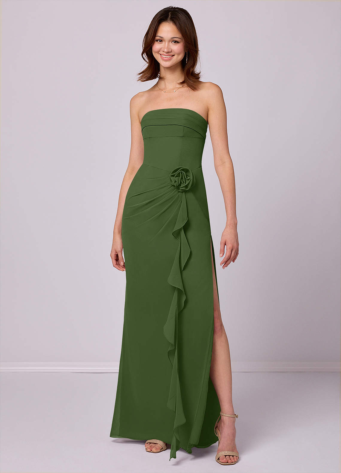 emerald green dress with black tights Cream Striped Empire Dress main image 0