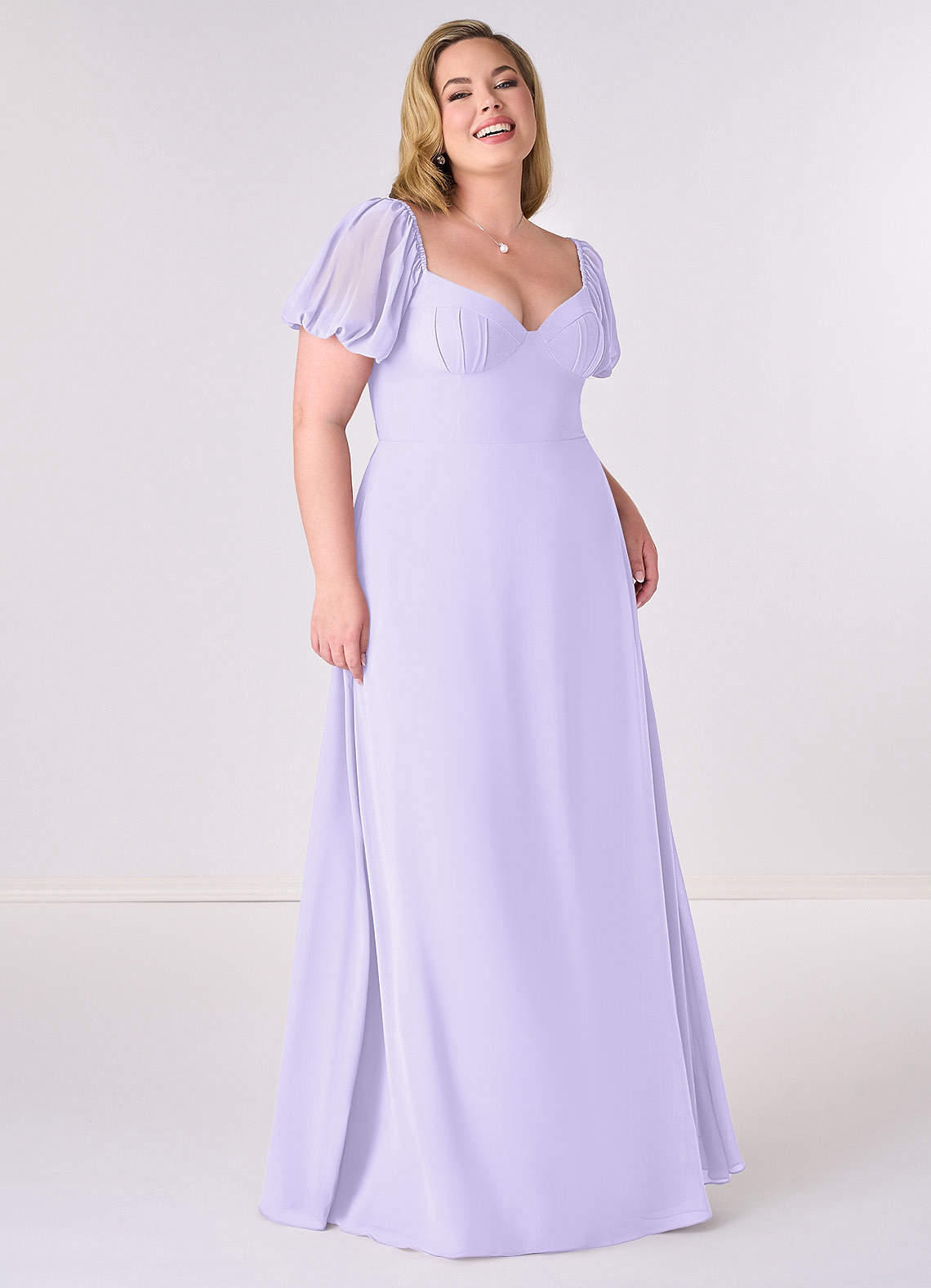 Barbie ♥ Azazie Bridesmaid Dresses Chiffon A-line Dress with Puff Sleeves image6