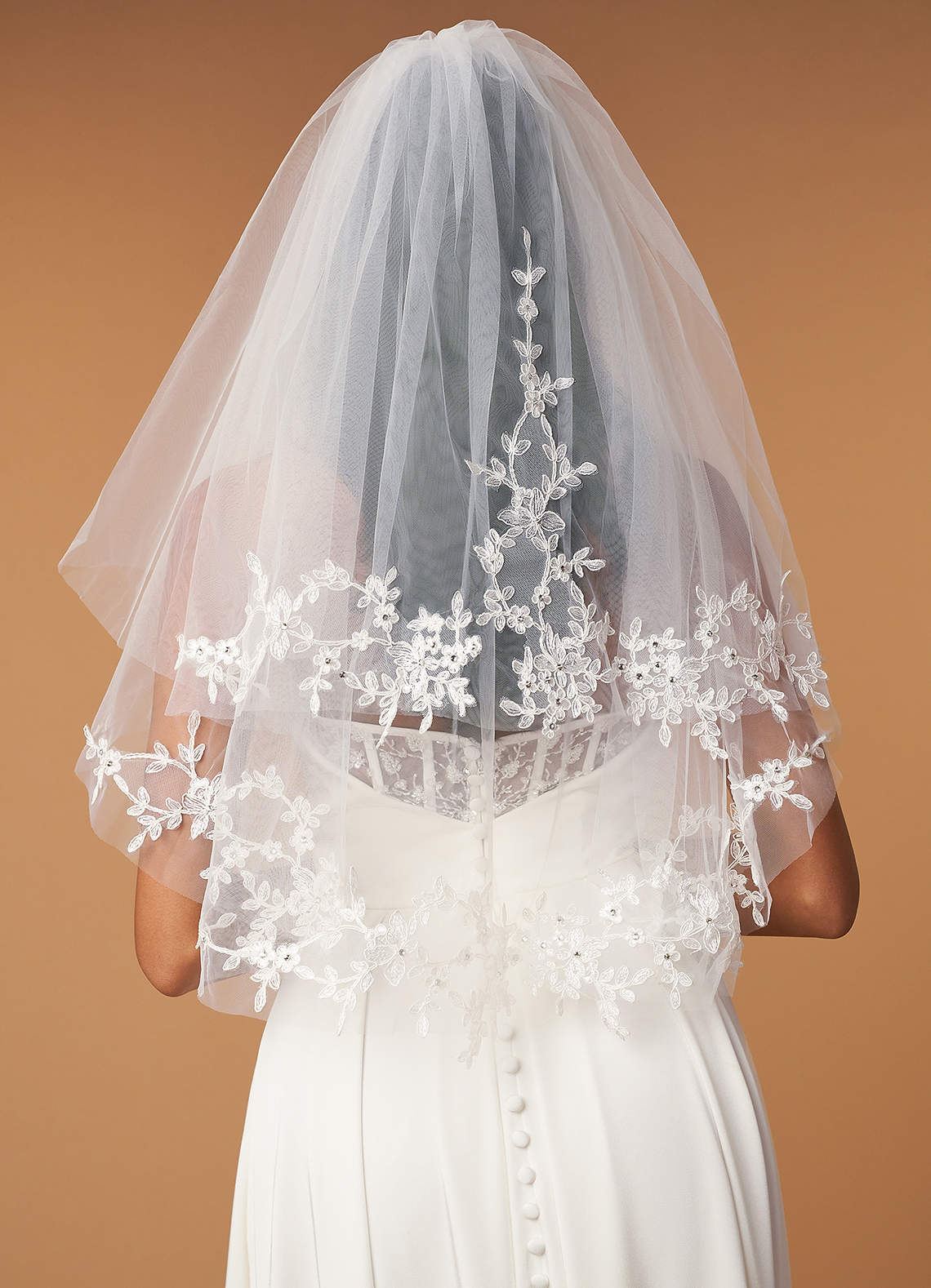 Rose Lace Elbow Length Veil With Blusher | Azazie