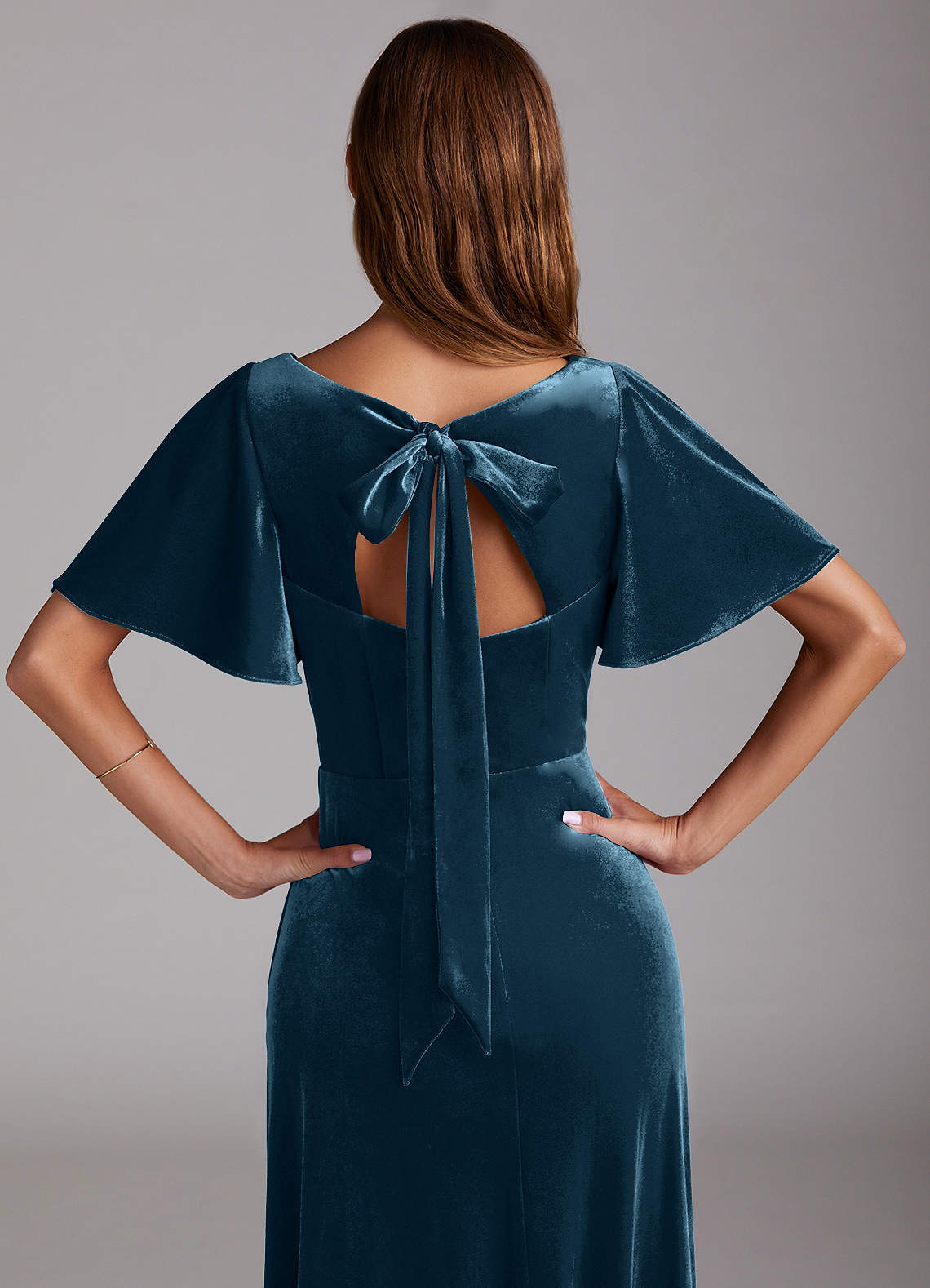 Azazie Kimber At-home Try On Dresses Black A-Line with Pockets Velvet Dress image1