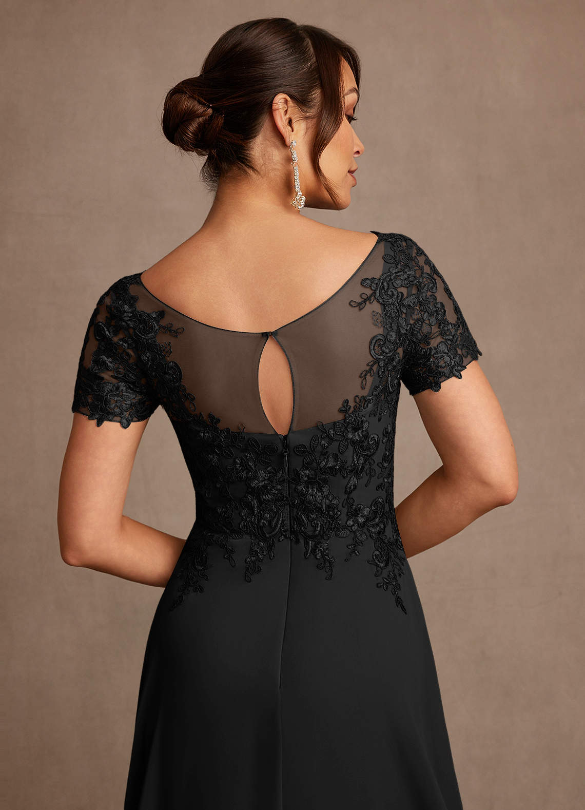 Azazie Alva Black A-Line Lace Dress | Azazie