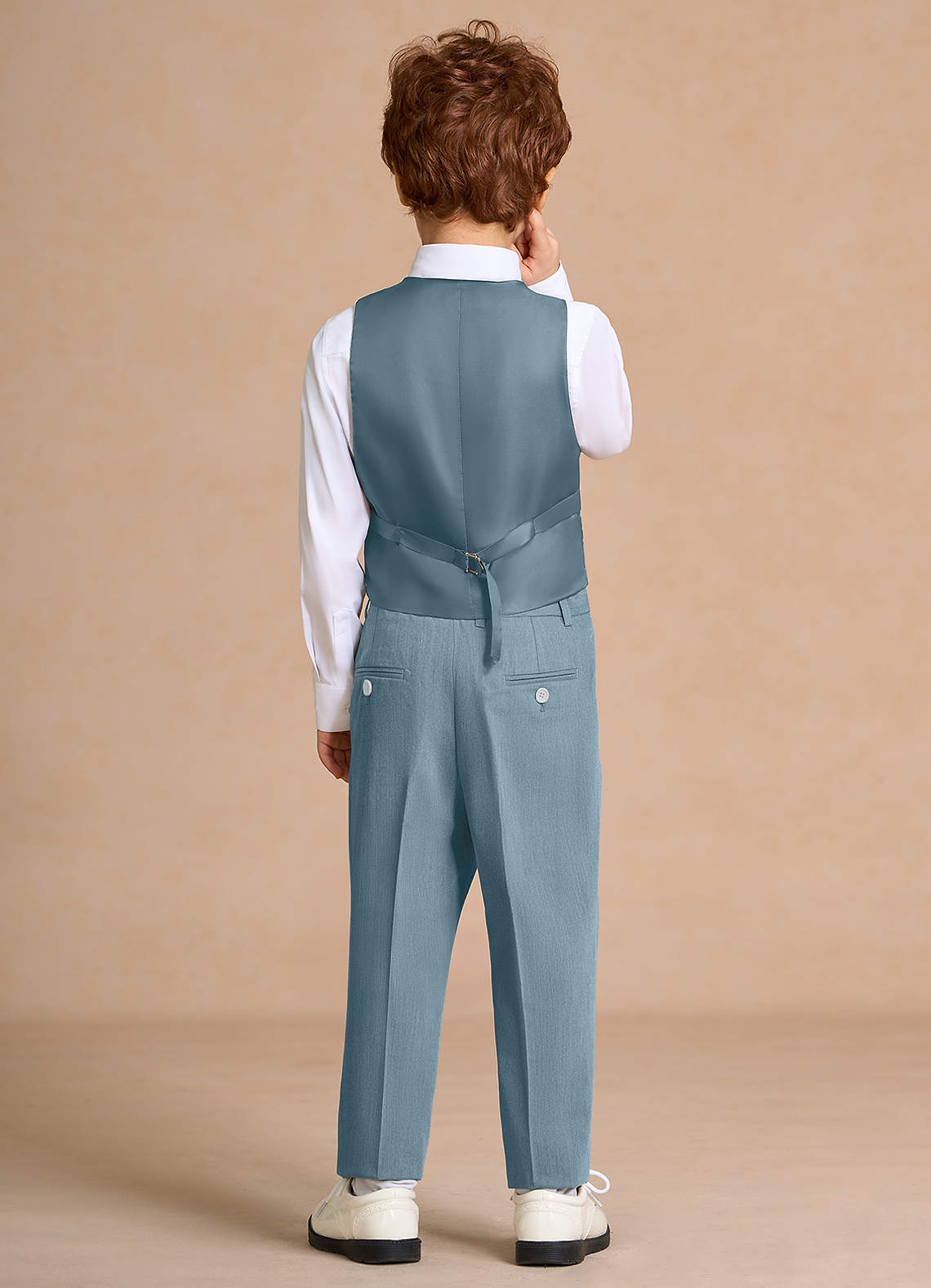 front Oliver 하늘색 나비넥타이가 달린 소년용 5피스 정장