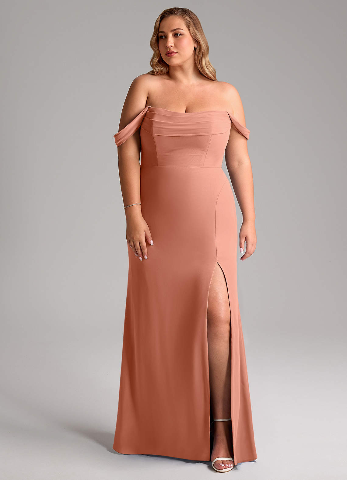 Azazie Saige Bridesmaid Dresses MAI TAI A-Line Off the Shoulder Chiffon Convertible Dress image9