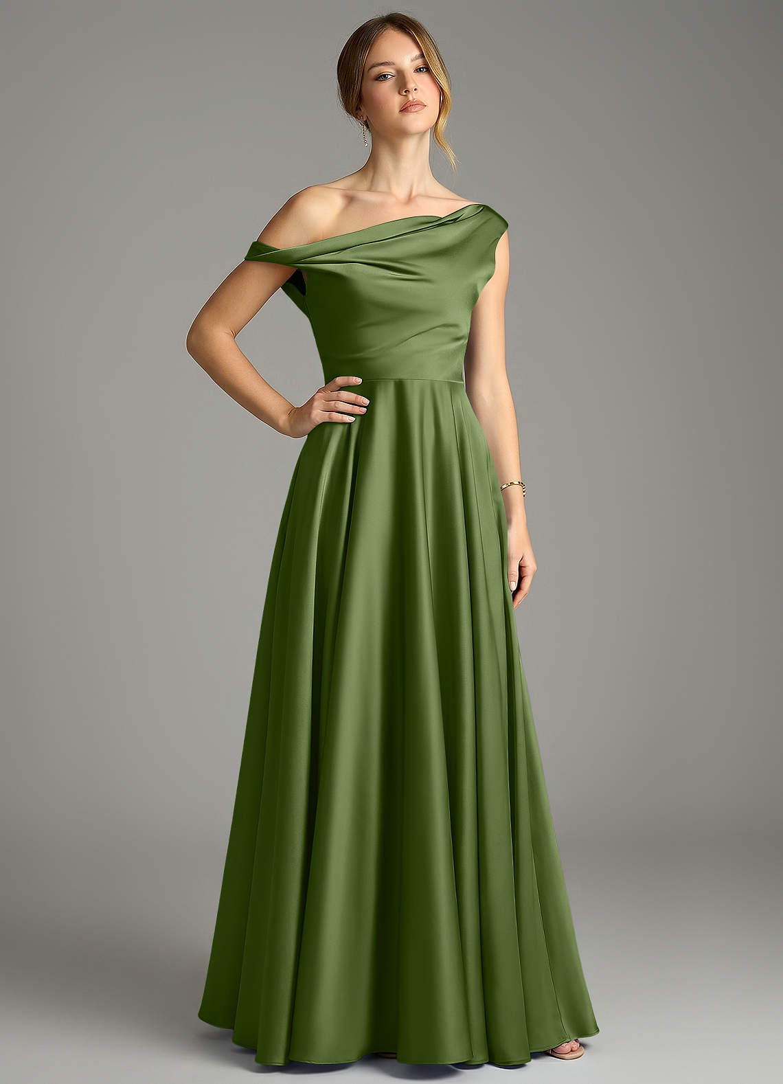 Azazie Xanthe Juniper Stretch Satin Bridesmaid Dresses | Azazie