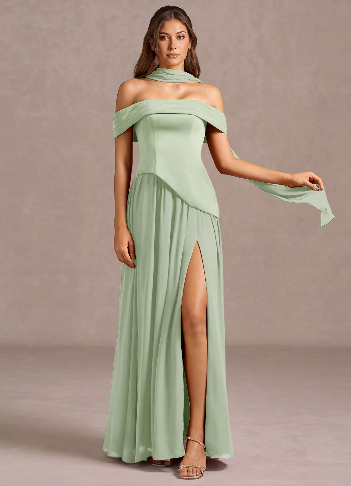Robe Longue Sauge Poussiéreuse Liora image1