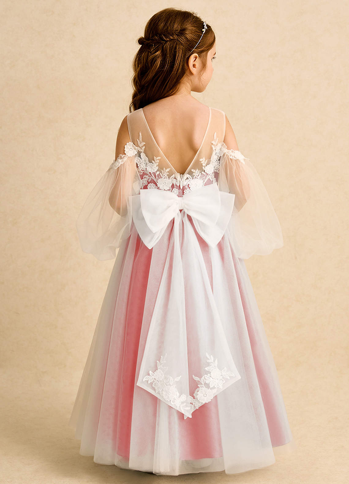Azazie Zimi vestidos de niña de las flores Vestido de Coral de Tul de Princesa con Escote de Corazón image1