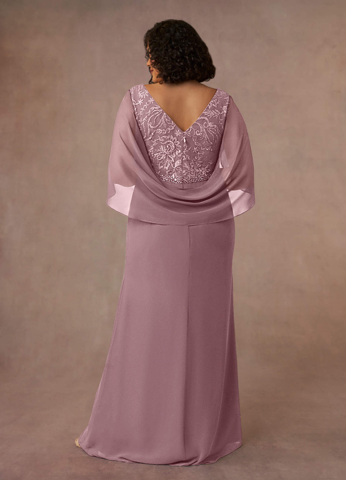 Azazie Laina Mother of the Bride Dresses Dusty Rose Mermaid Lace Chiffon Dress image9