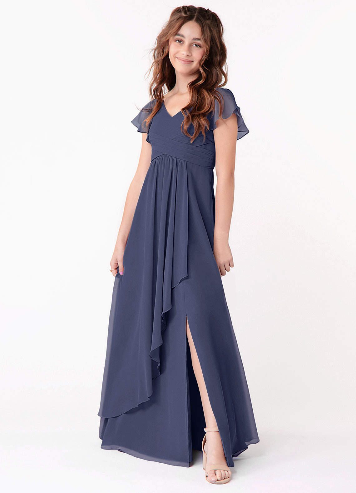 Azazie Omari Junior Stormy A-Line Ruched Chiffon Dress image1