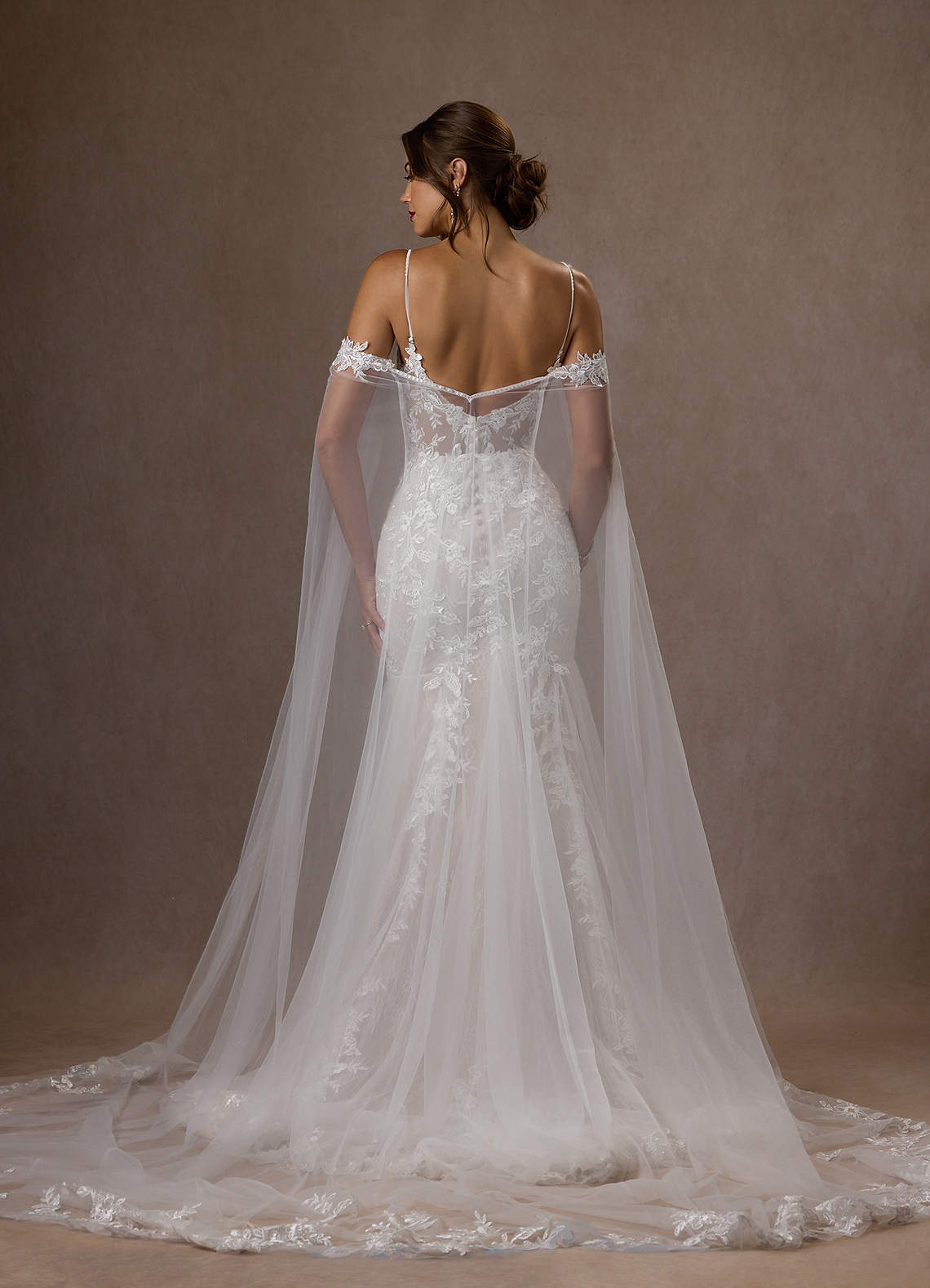 Azazie Leonie Wedding Dresses Diamond White Mermaid V-Neck Sequins Tulle Dress image3