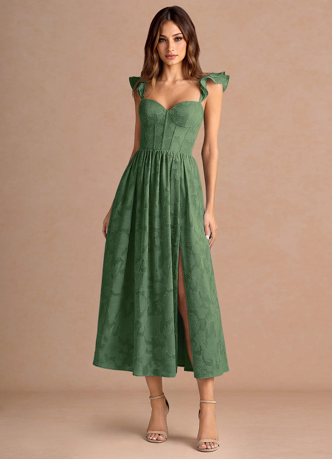 eucalyptus green midi dress Azazie Sweetheart A-Line Dresses in satin pleated dress