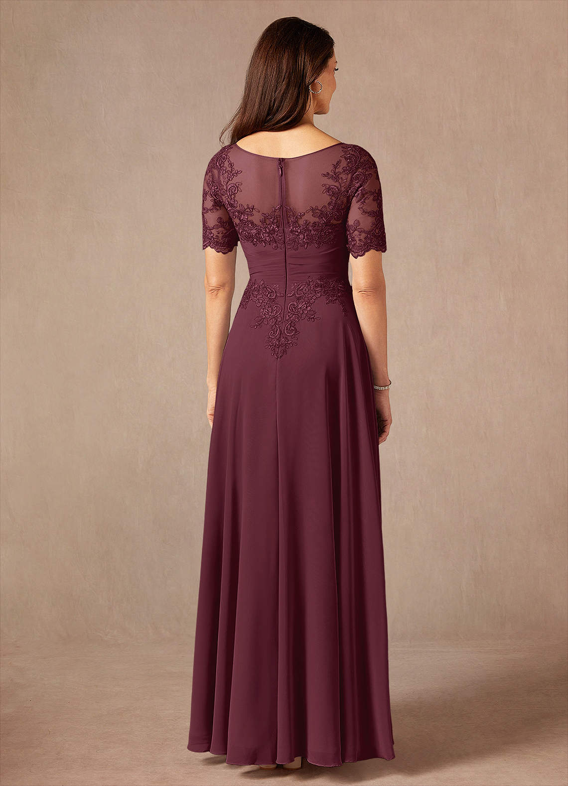 Azazie Raissa Mother of the Bride Dresses Cabernet A-Line Lace Chiffon Dress image1