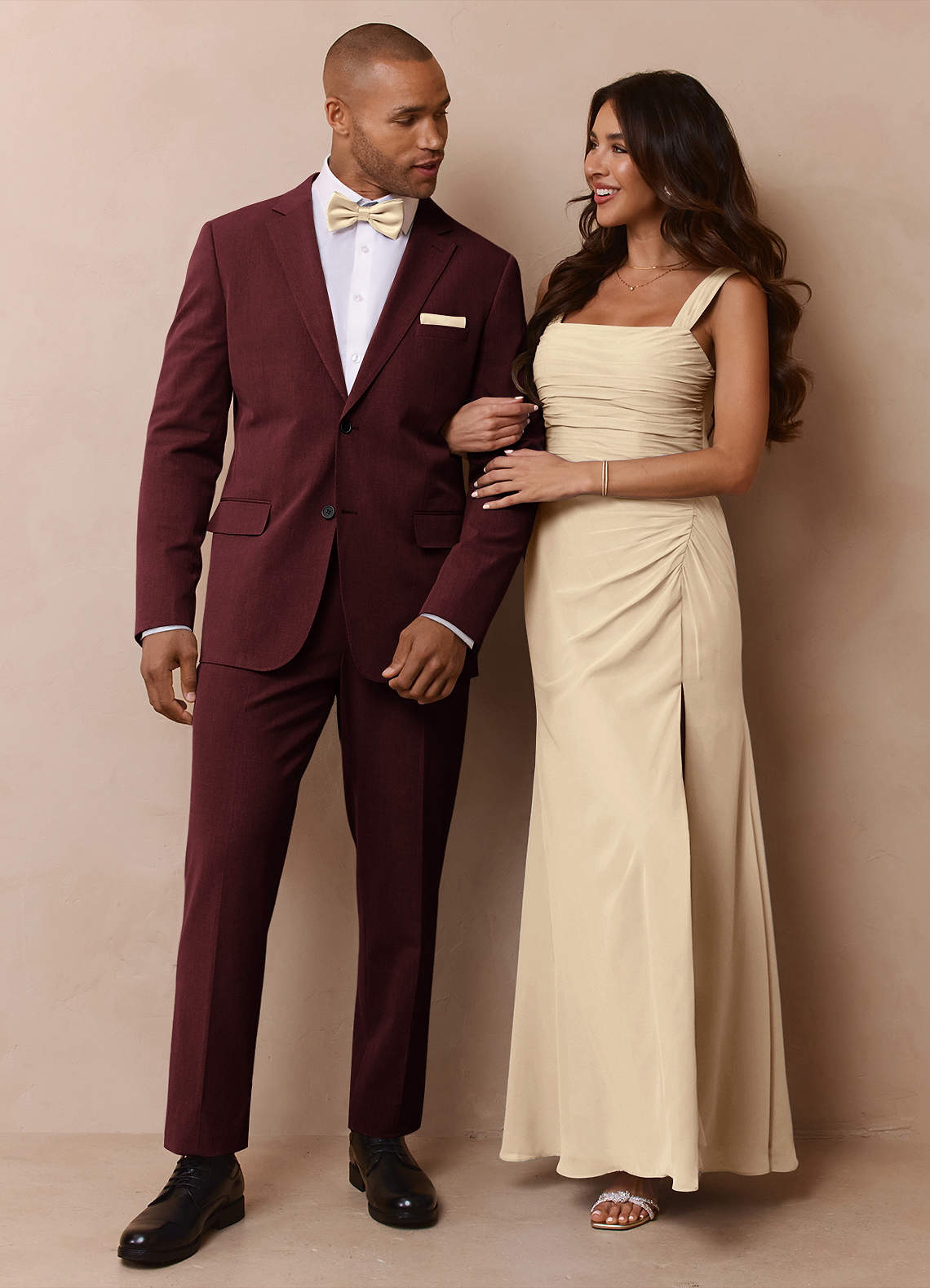 front Savile Burgundy Wool Blend 3-Piece Suit
