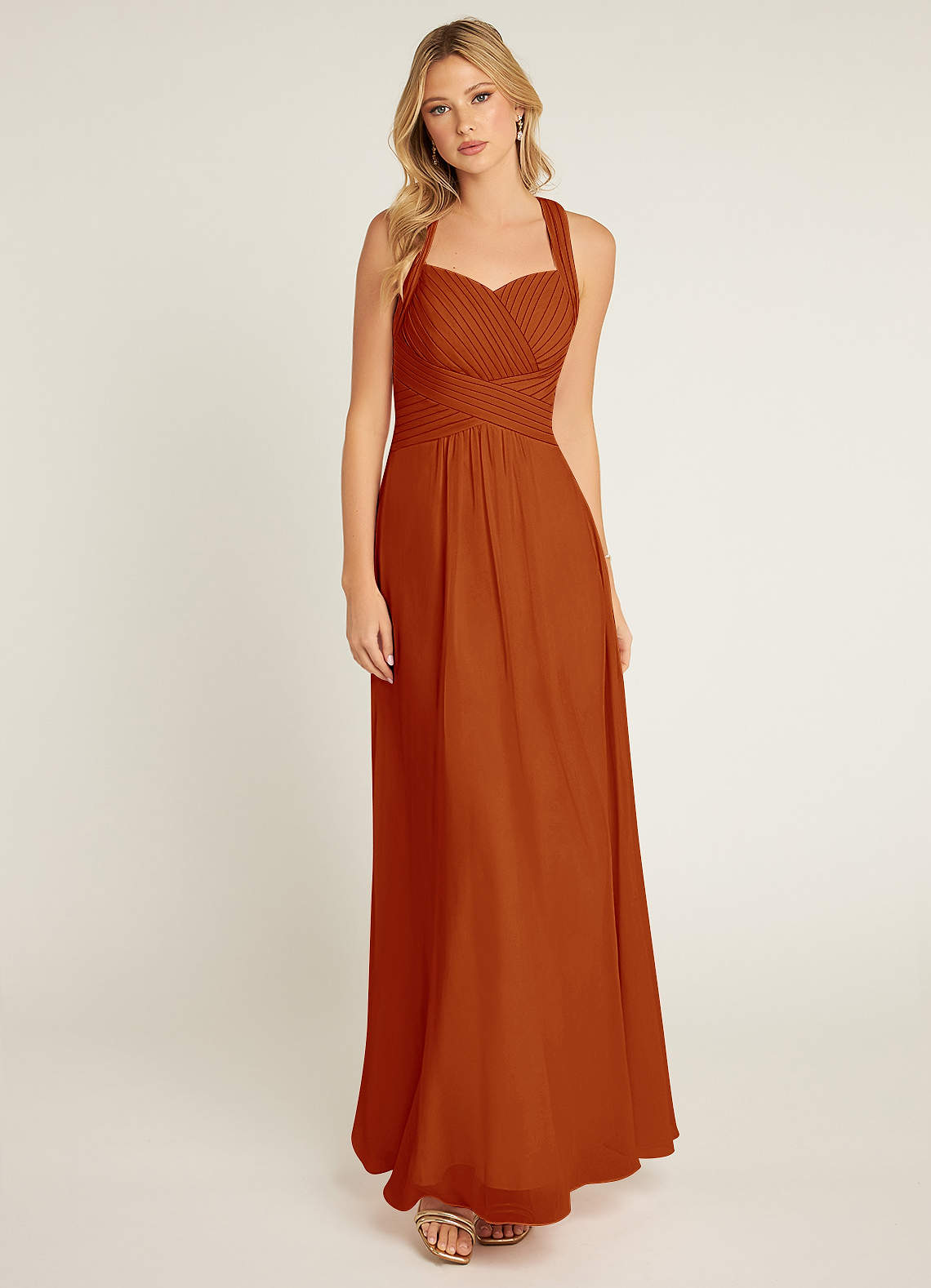 Azazie Claudia Bridesmaid Dresses Paprika A-Line Sweetheart Neckline Chiffon Dress image1