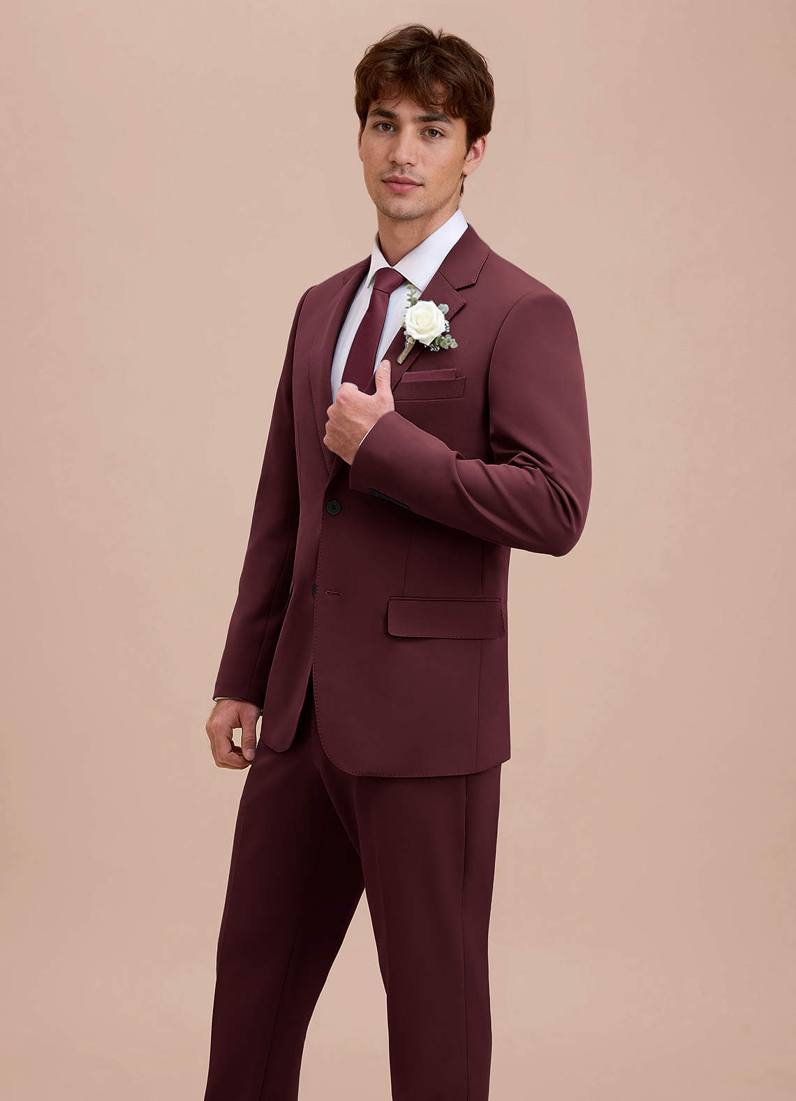 front Ethan Cabernet Refined Weave Suit Jacket
