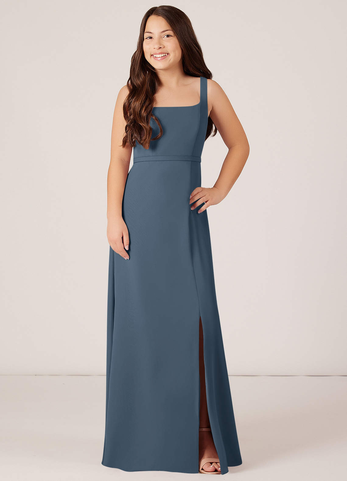 Azazie Renee Junior Neptune A-Line Side Slit Chiffon Dress image1