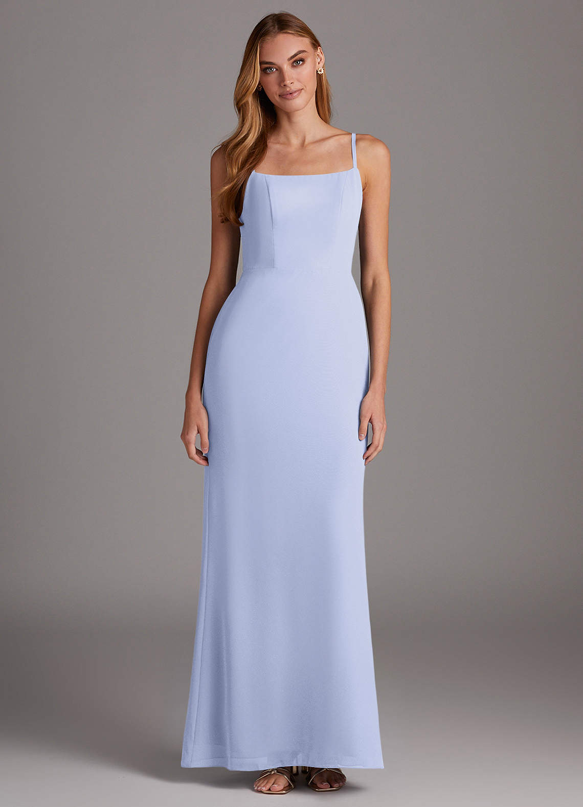 Azazie Tayla Bridesmaid Dresses Lavender Sheath Square Neckline Chiffon Dress image1