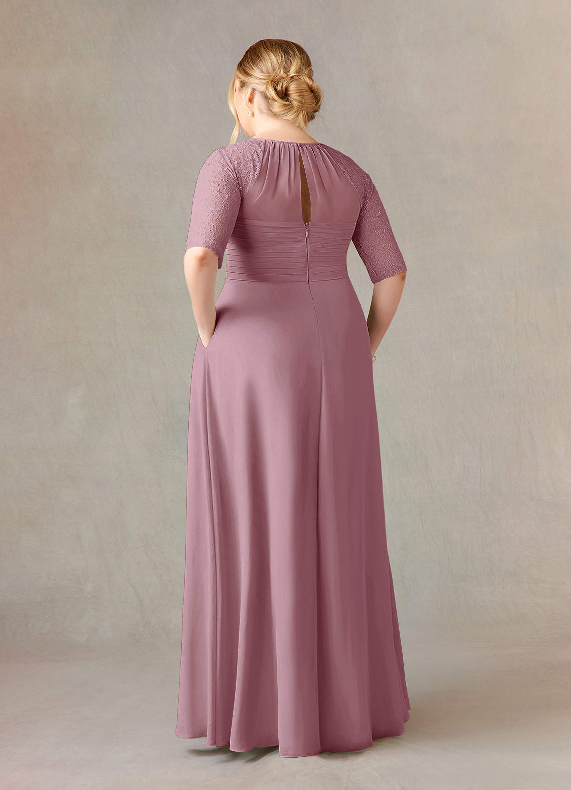 Azazie Barrymore Mother of the Bride Dresses A-Line Scoop lace Chiffon Floor-Length Dress image1