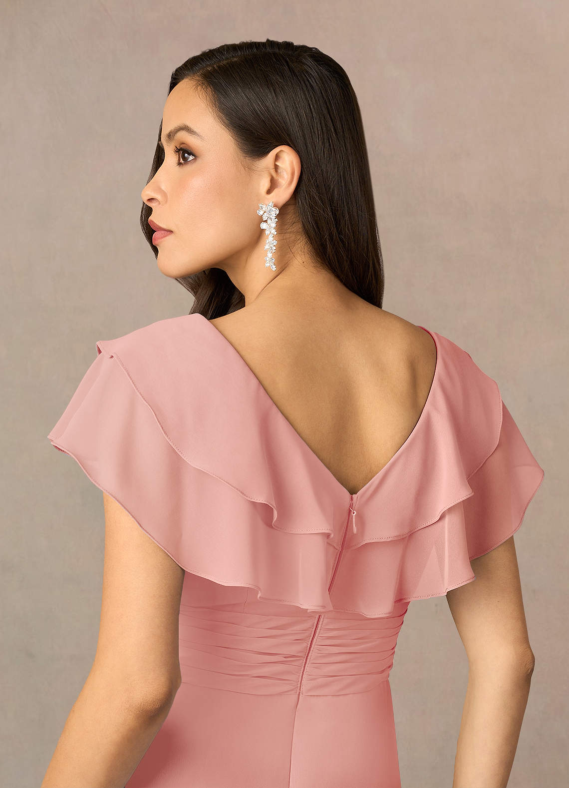 She & Sky Chiffon Rosette Sleeve Dress
