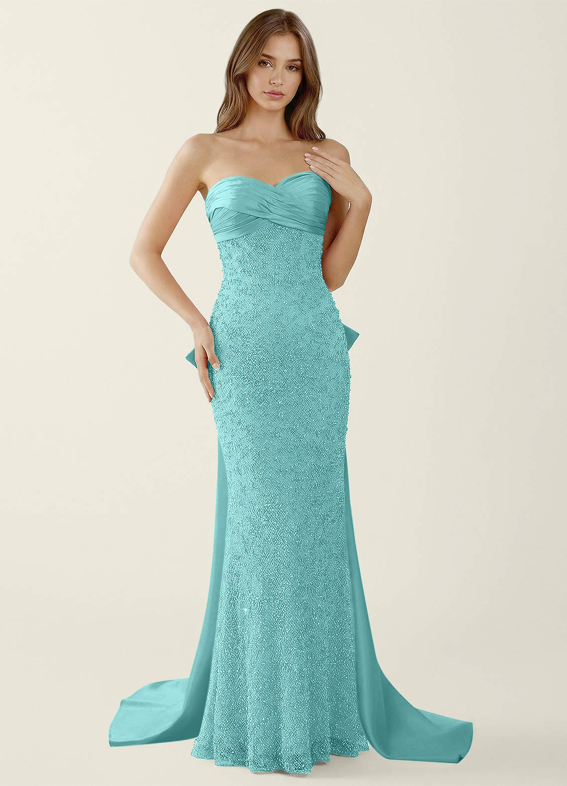aquamarine homecoming dresses Sweetheart Aqua Blue Sheath Long Prom Dresses, Aqua / 2 main image 0