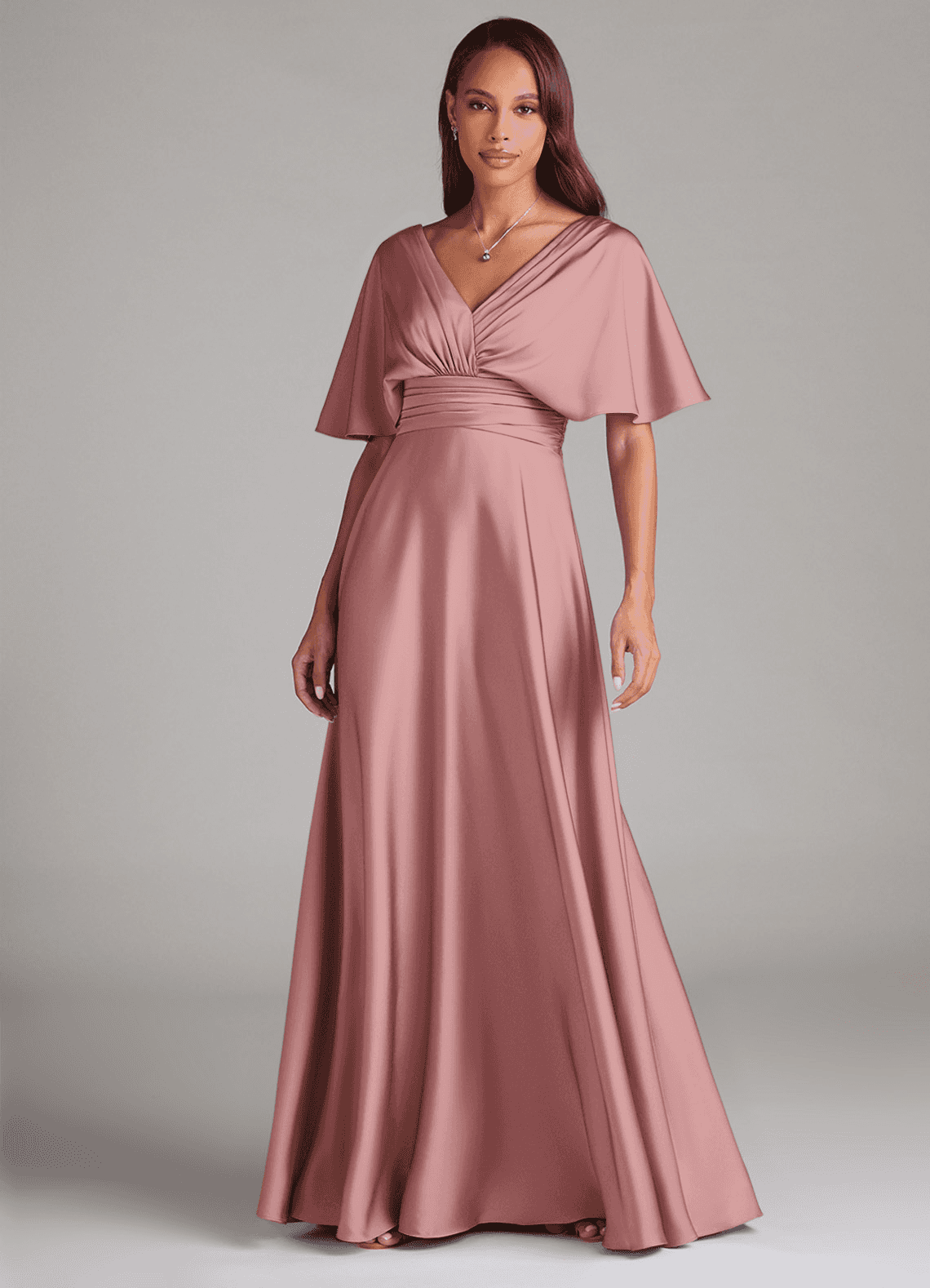 green emerald velvet dress Women's All The Right Reasons Dusty Pink Satin Lace Trim Maxi Dress | Size: L