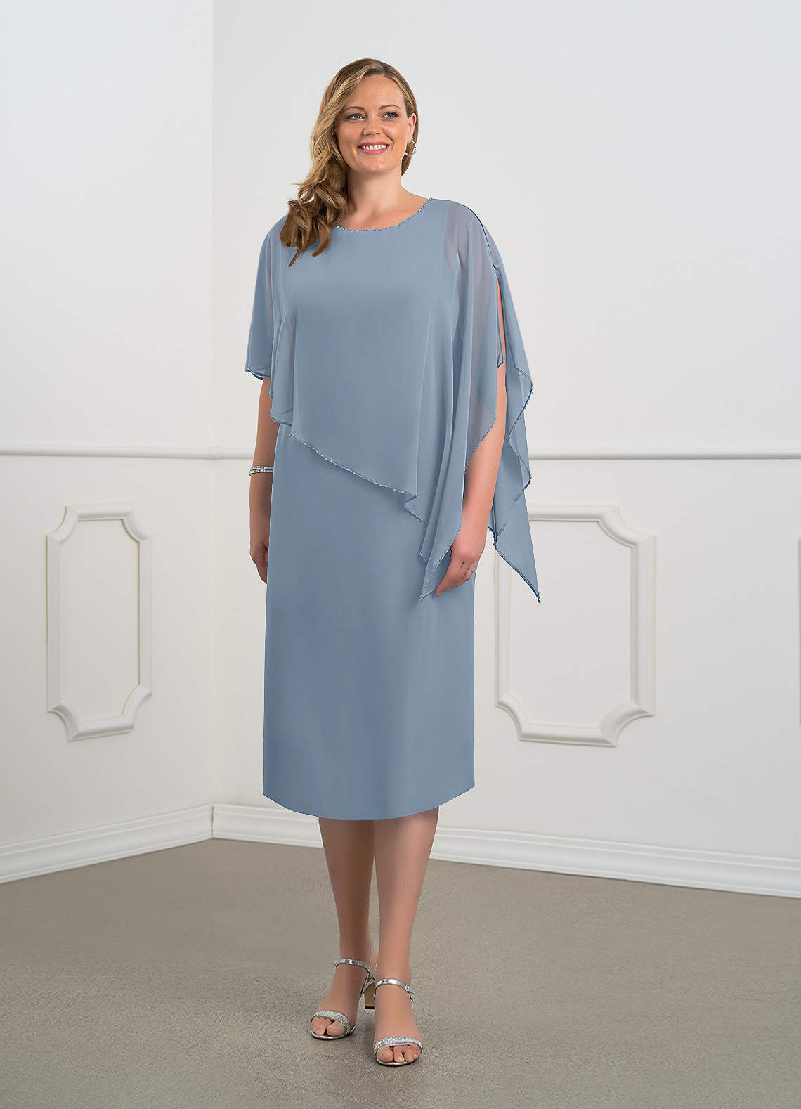 Azazie Sparrow Mother of the Bride Dresses Dusty Blue Sheath Sequins Chiffon Dress image6