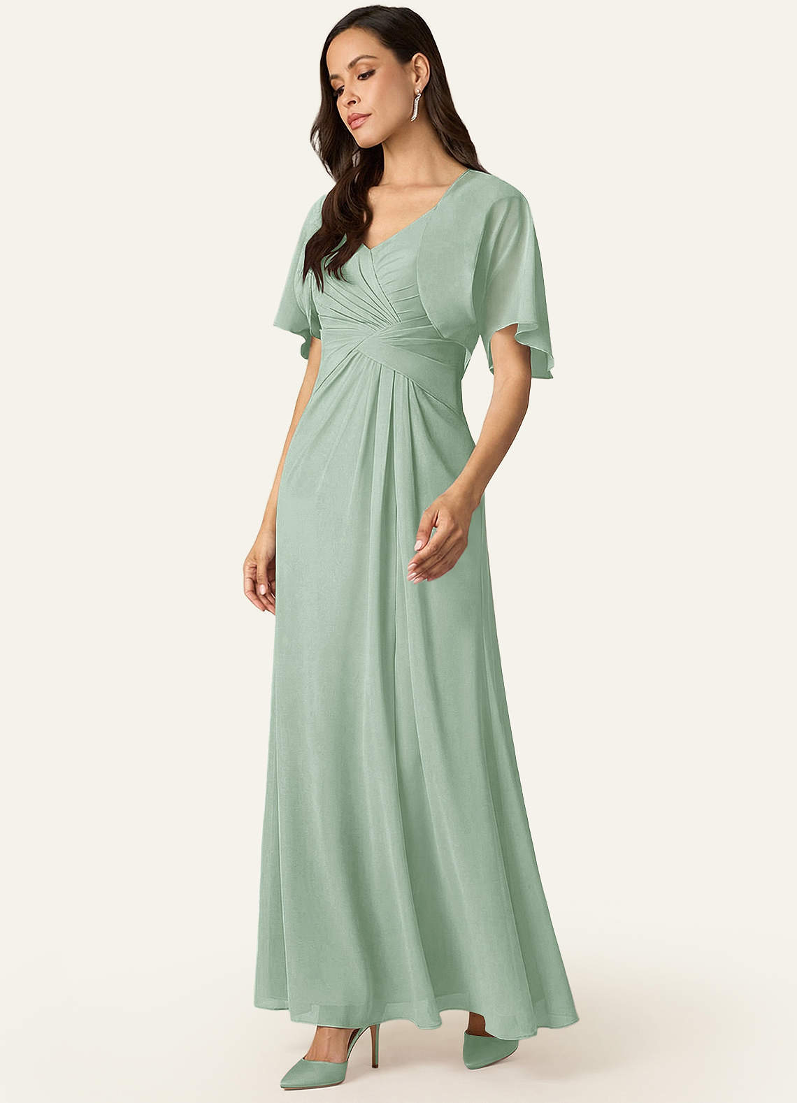 front Azazie Dopasowany kolor Salome Chiffon Wrap