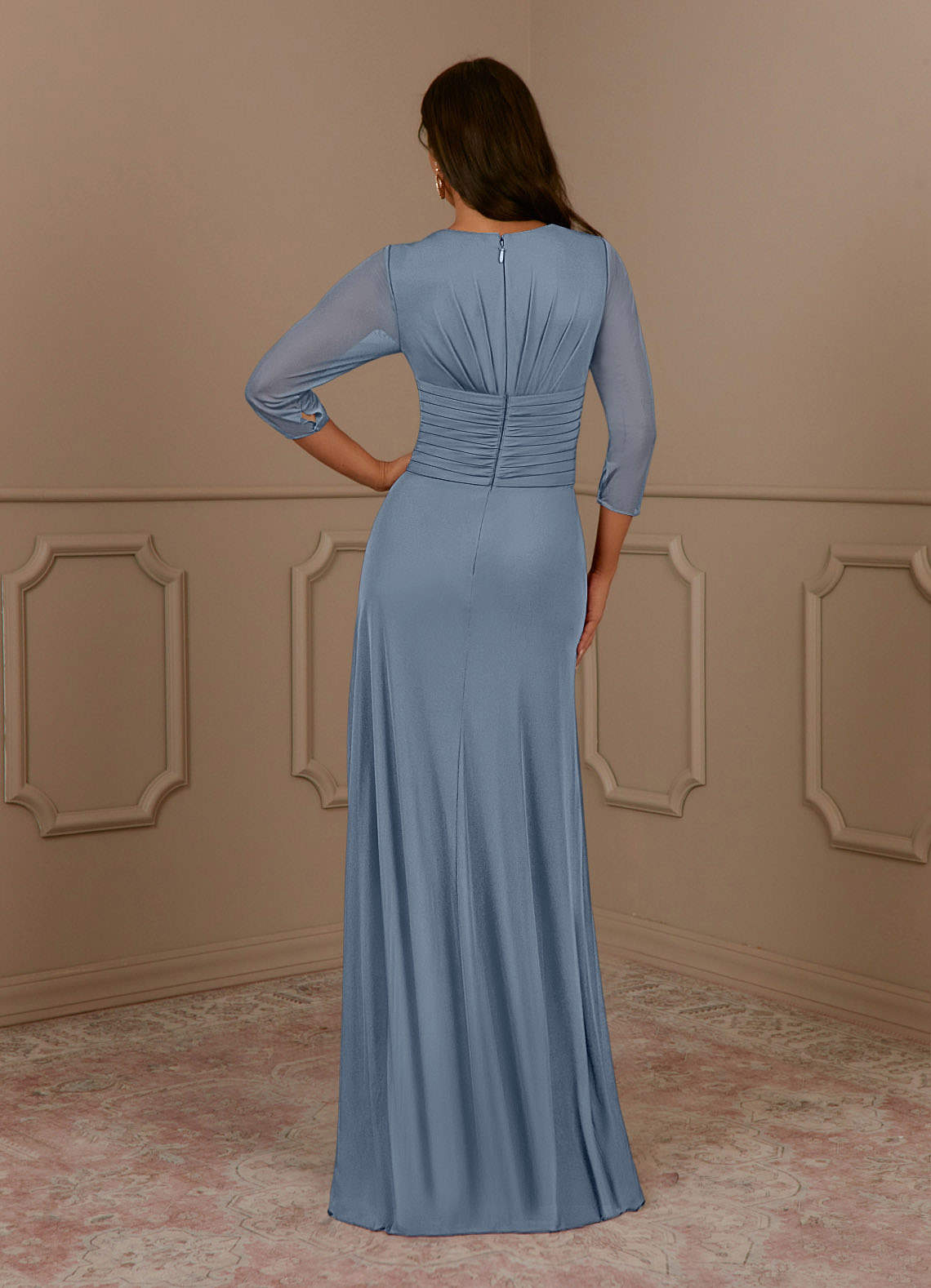 Azazie Annetta Abiti per la Madre della Sposa Abito A-Line in Maglia Plissettao con Scollo a V Crepuscolo image3