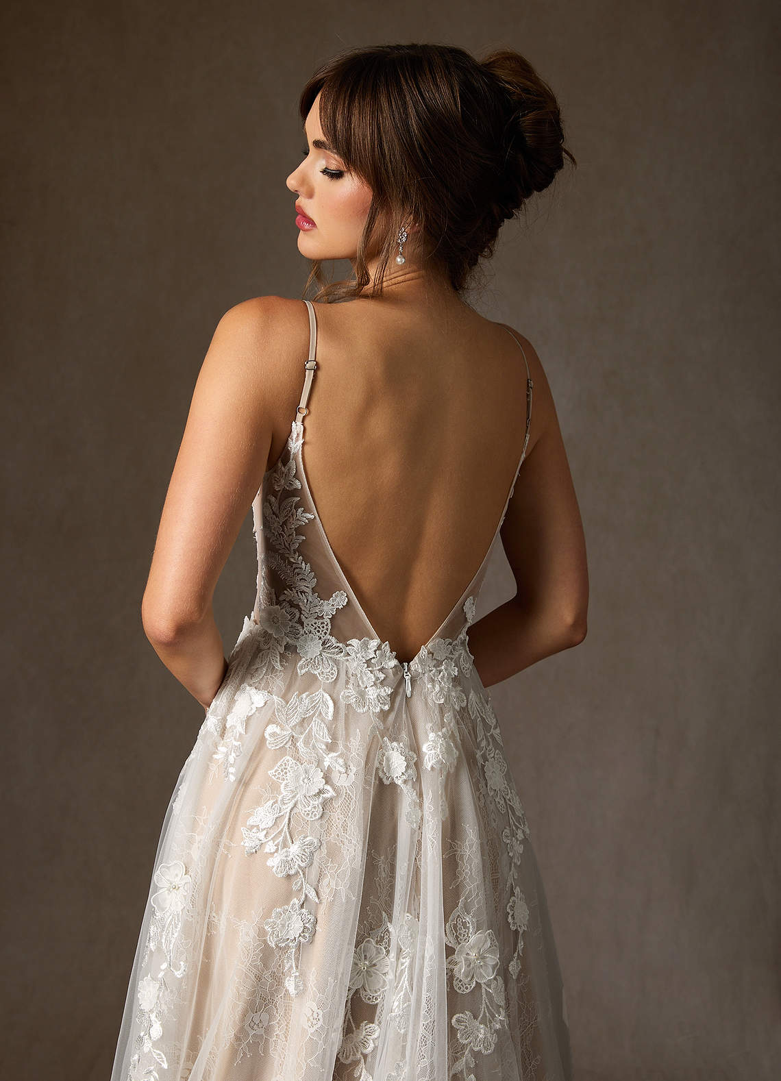 Azazie Monda Brudekjoler En streg Blonder Tulle Kapel tog Kjole image9