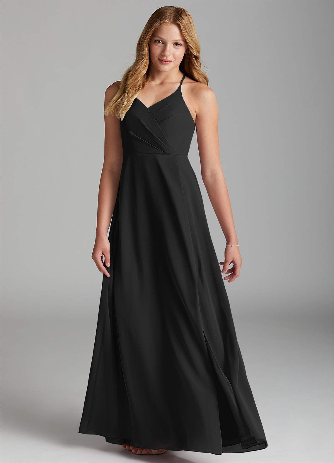Azazie Davis Junior Vestido de Negro de Gasa de Corte En A image1