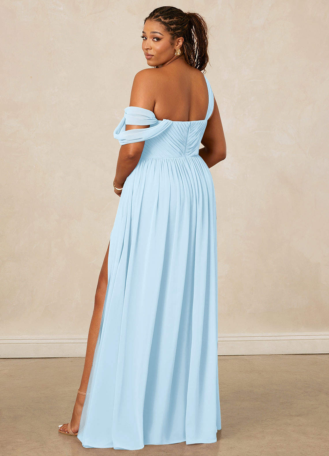 Christian Siriano Bridal for Azazie 1014 Bridesmaid Dresses Draped One-Shoulder Chiffon A-line Dress image10