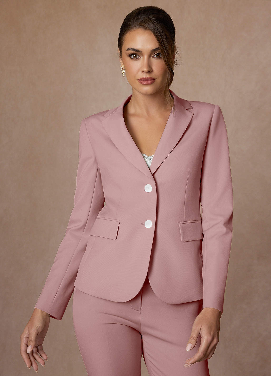 front Whitney Dusty Rose Structured Stretch Blazer