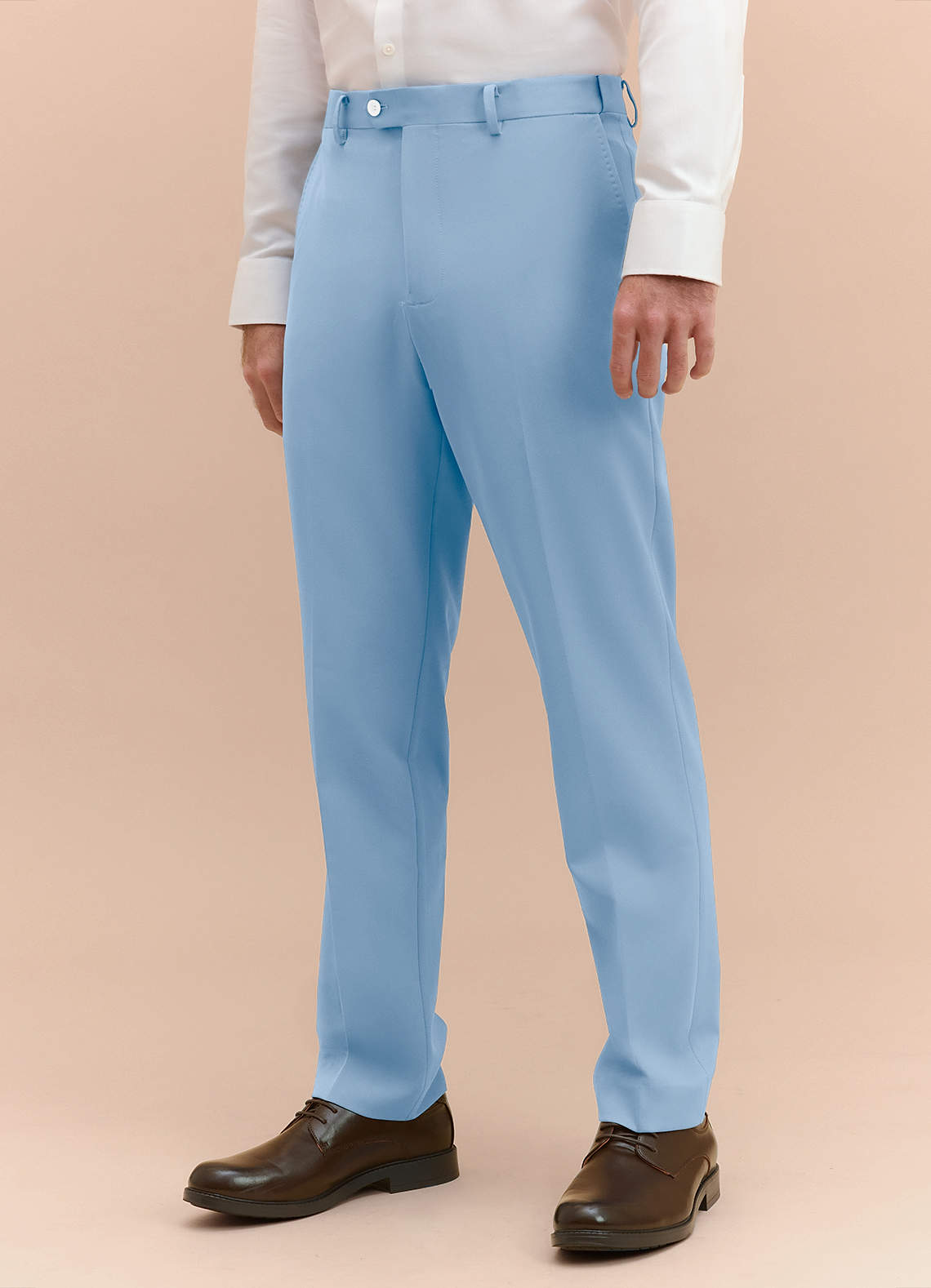 front James Sky Blue Structured Stretch Dress Pants