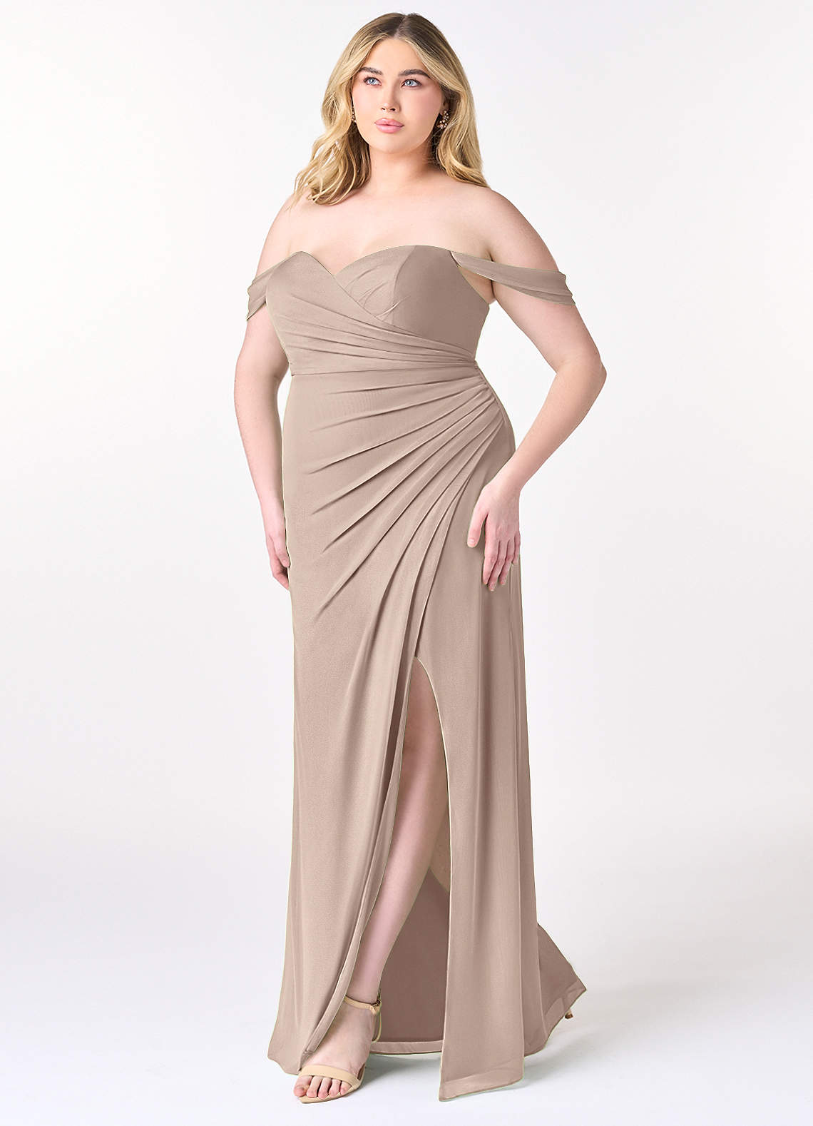 mesh top bridesmaid dress Judy Slinky And Mesh Off Shoulder Top - Wine