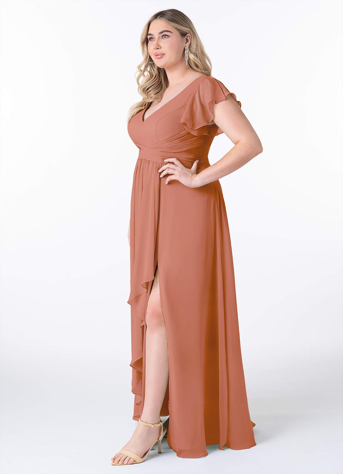 Azazie Omari Bridesmaid Dresses MAI TAI A-Line Chiffon Dress image8
