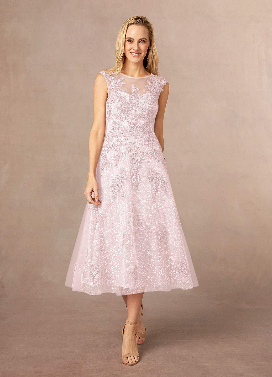 Azazie Flynn At-home Try On Dresses Burgundy A-Line Boatneck Lace Tulle Dress image1