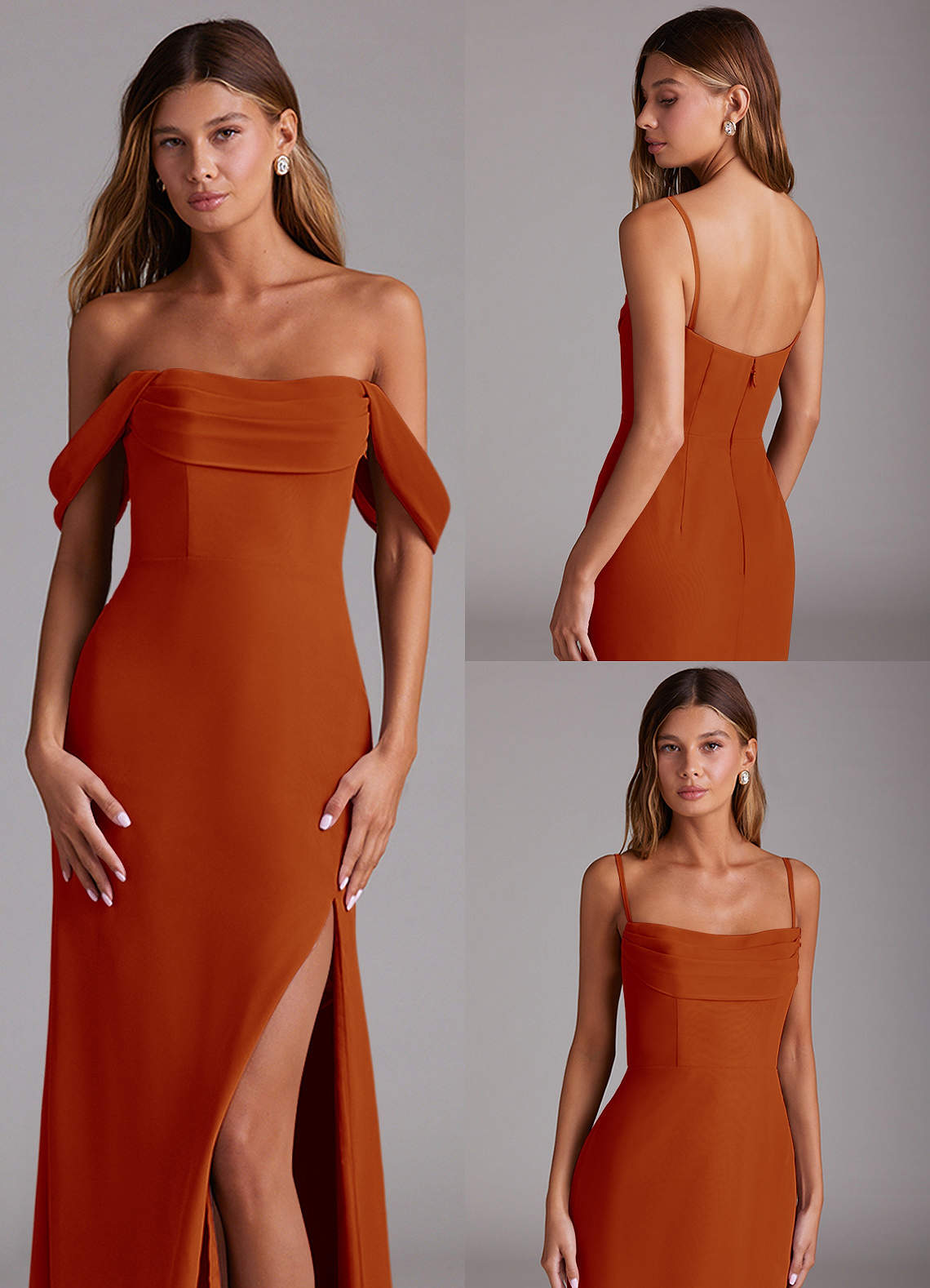 Azazie Saige Bridesmaid Dresses Paprika A-Line Off the Shoulder Chiffon Convertible Dress image9