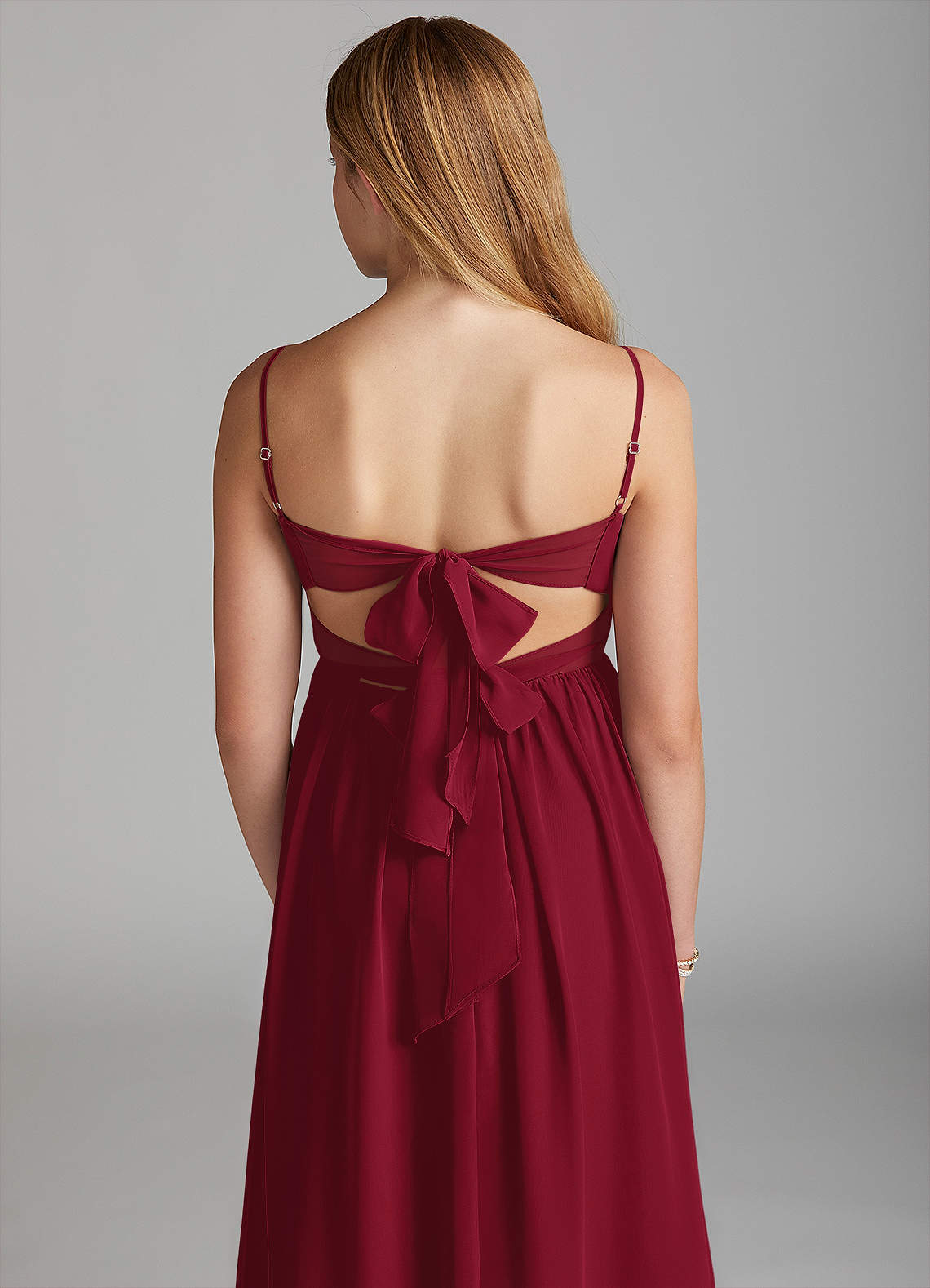 Azazie Zeya Junior Burgundy A-Line Chiffon Dress image1