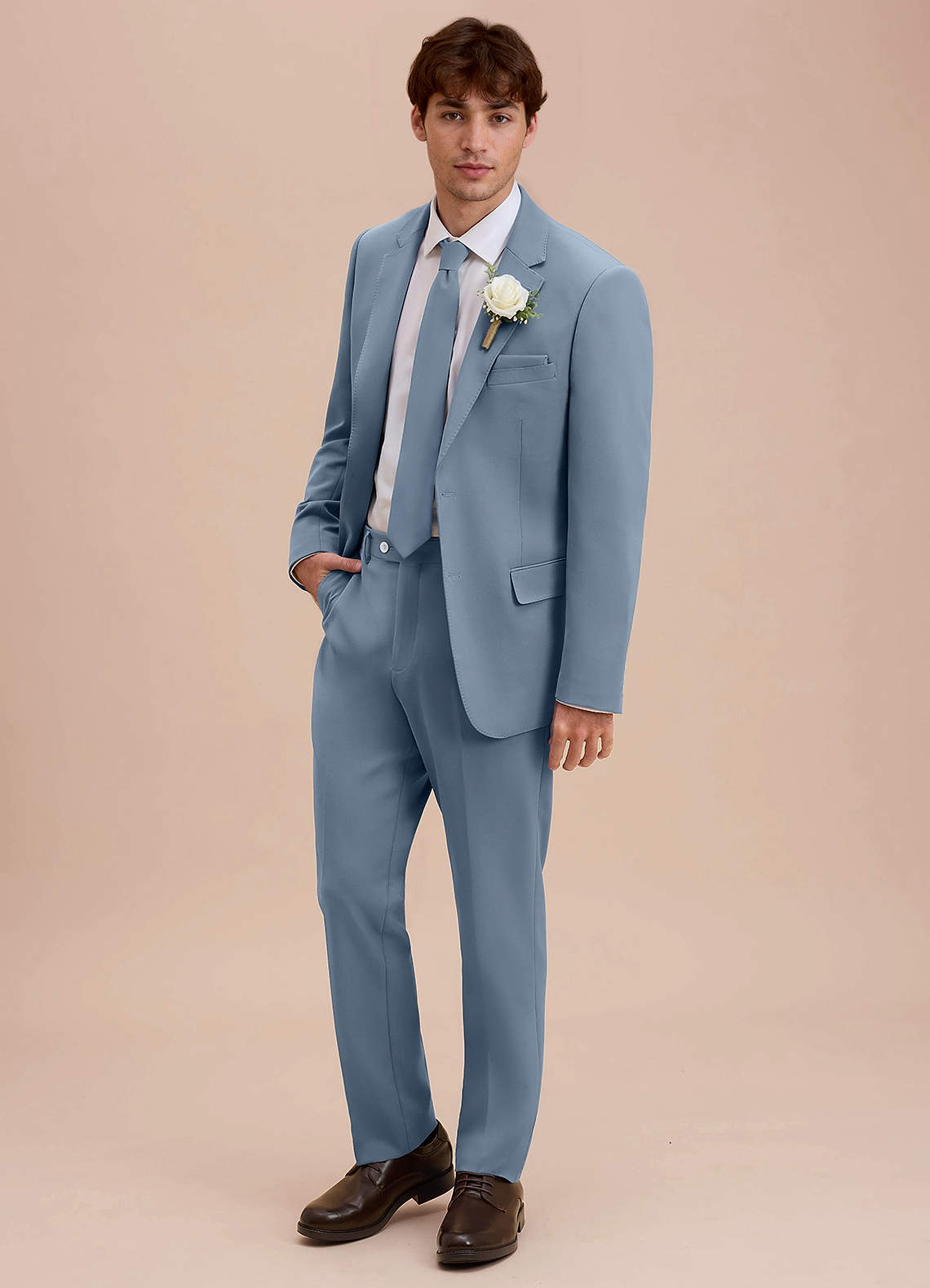 front Ethan Dusty Blue Refined Weave Performance Suit
