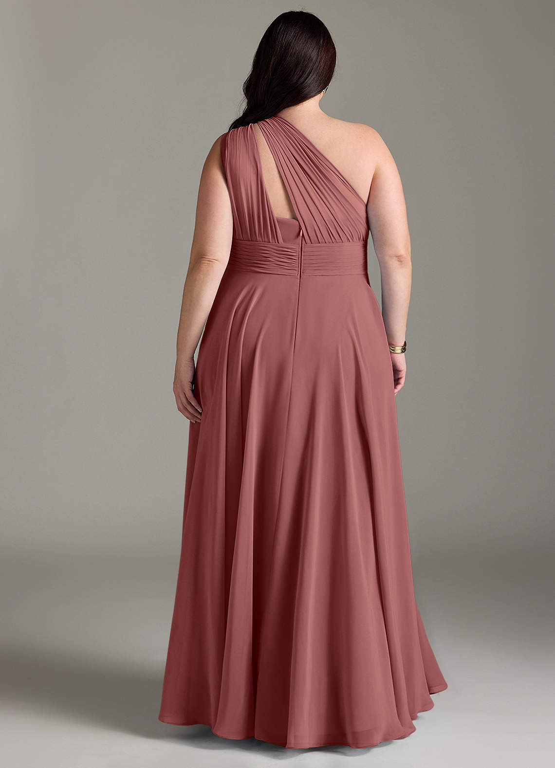 Azazie Charlize Bridesmaid Dresses Amethyst A-Line One Shoulder Chiffon Dress image7
