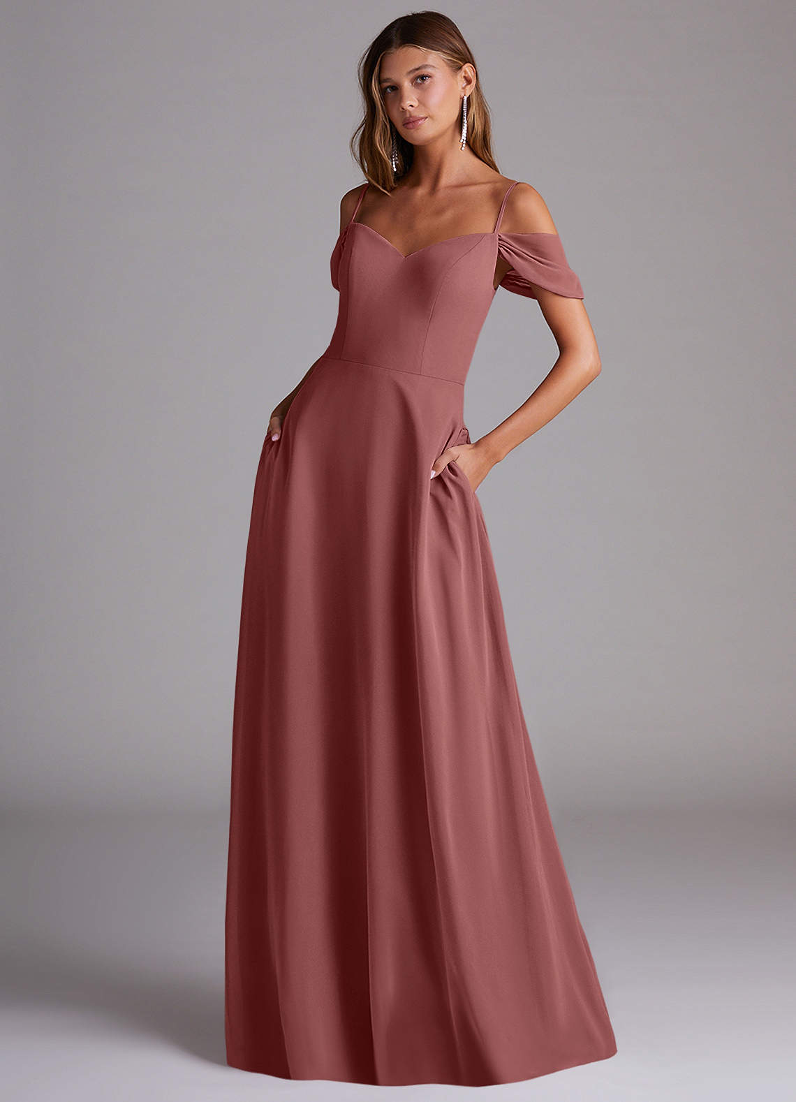 Azazie Marley Bridesmaid Dresses Amethyst A-Line Off the Shoulder Chiffon Convertible Dress image1